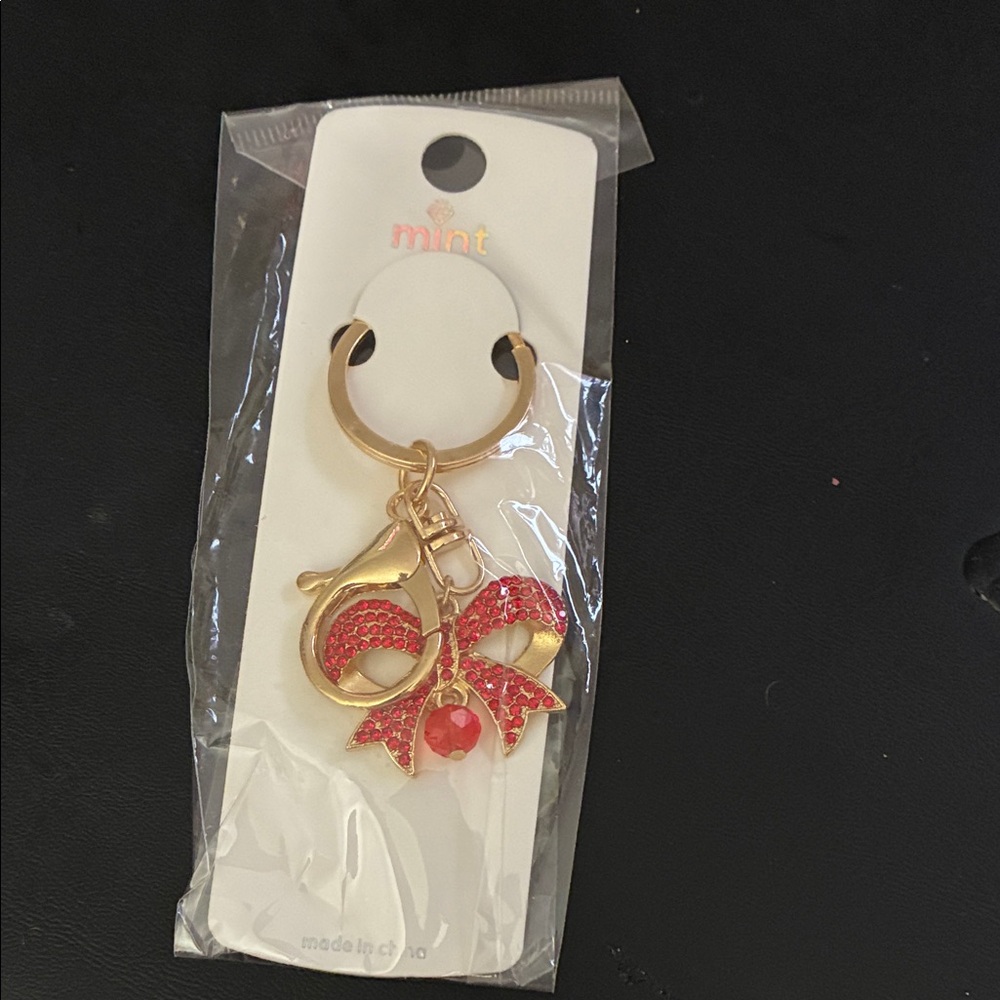 Mint Red and Gold Keychain Accessory